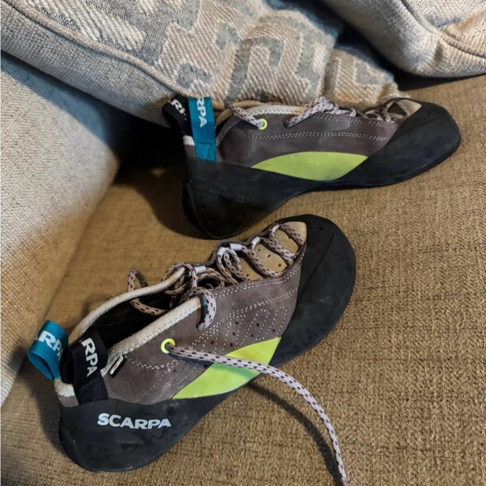 Scarpa Climbing Shoes with Lime and Black Details